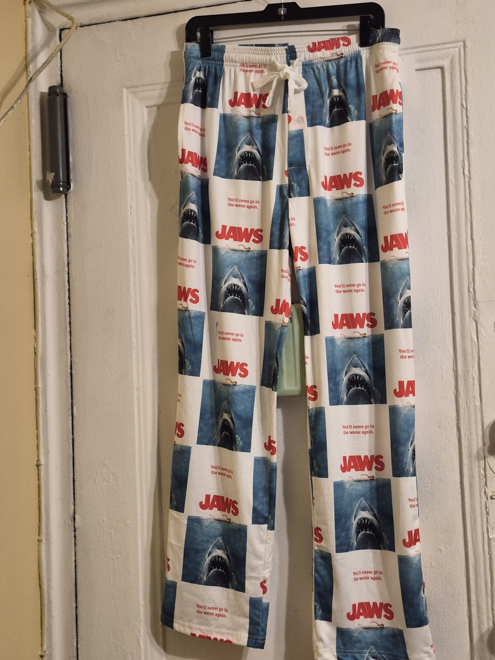 Men's Jaws Print Sleep Pants - You'll Never Go In The Water Again SZ Medium